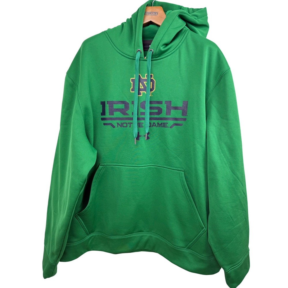 Under Armour Storm Notre Dame Fighting Irish Hoodie Mens XL Kelly Green Pullover